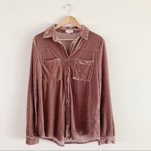 Umgee Velvet Button Down Long Sleeve